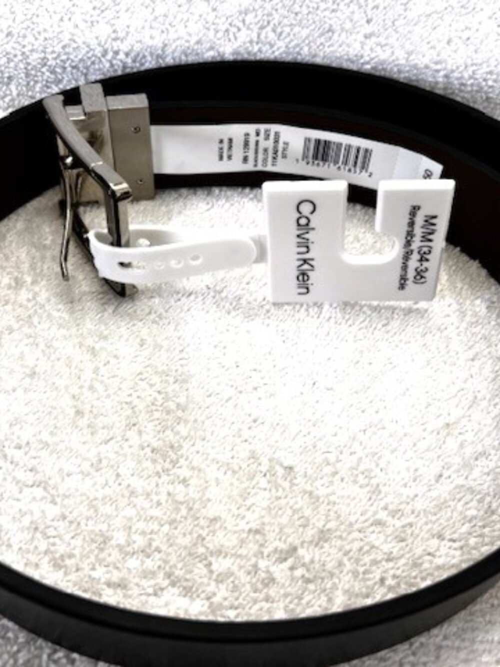 Calvin Klein reversible black/brown belt - silver tone metal buckle NWT Men's M